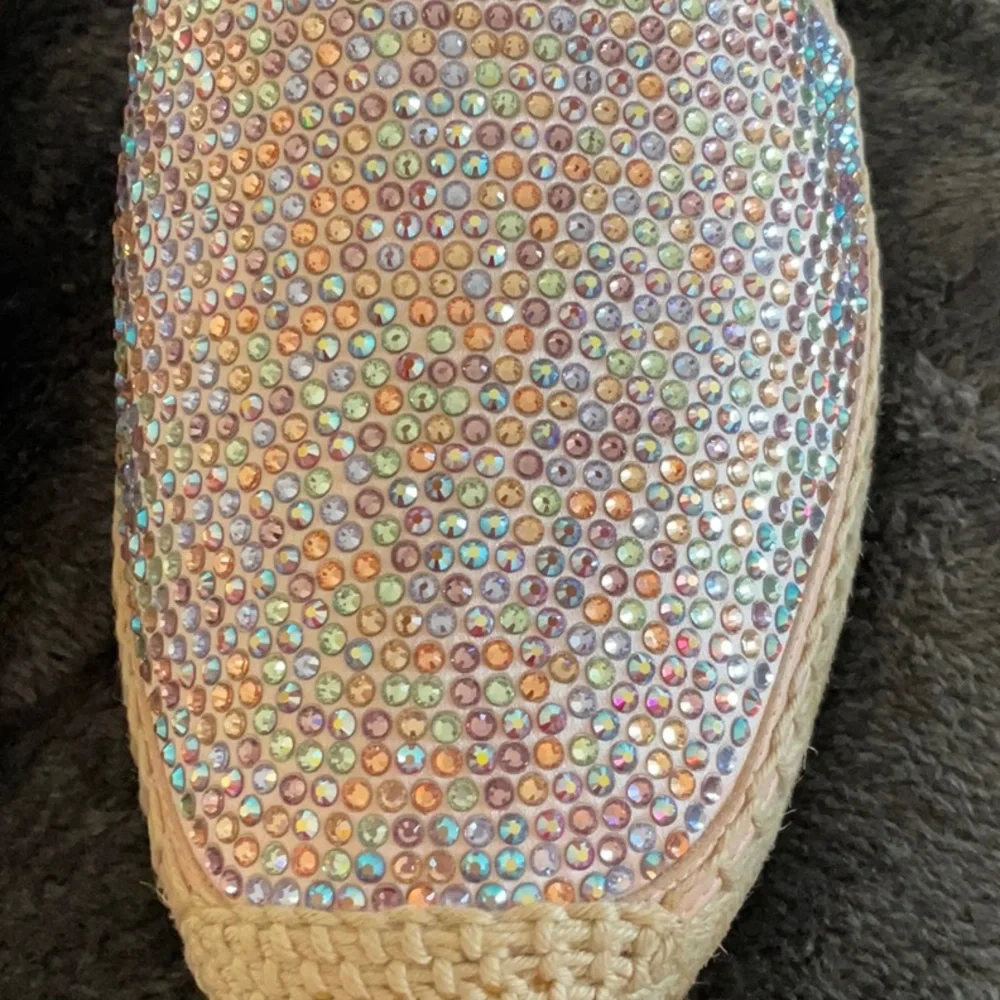 NWT RENE CAOVILLA PALE PINK JEWELED AND SHIMMER ESPADRILLES EU41 US10